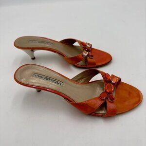 Via Spiga Orange Kitten Heel Sandal Size 7